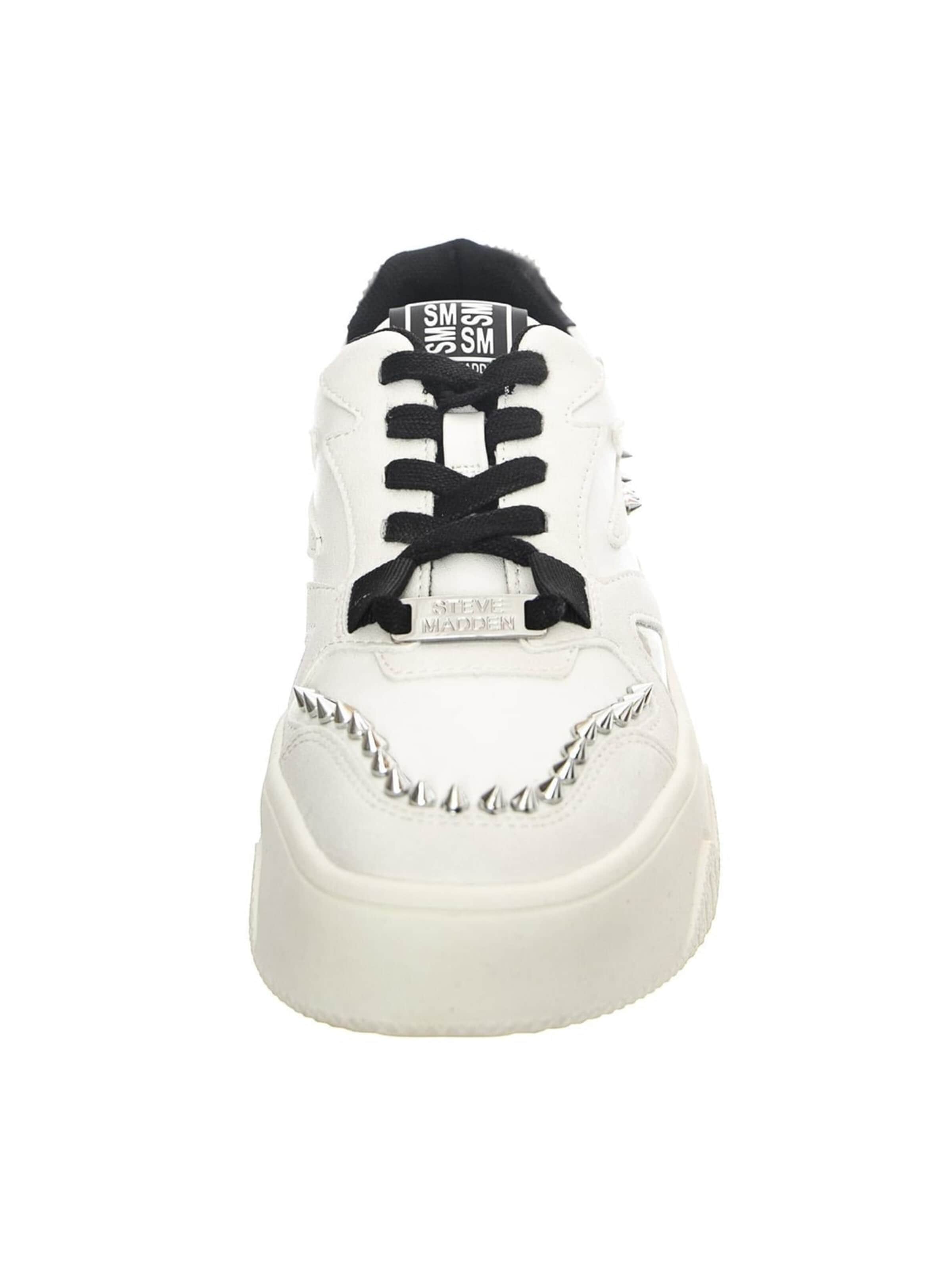 STEVE MADDEN Sportslig snøresko 'W' Whirl Black Multi Lace-Up Low-Profile Shoes' i hvid