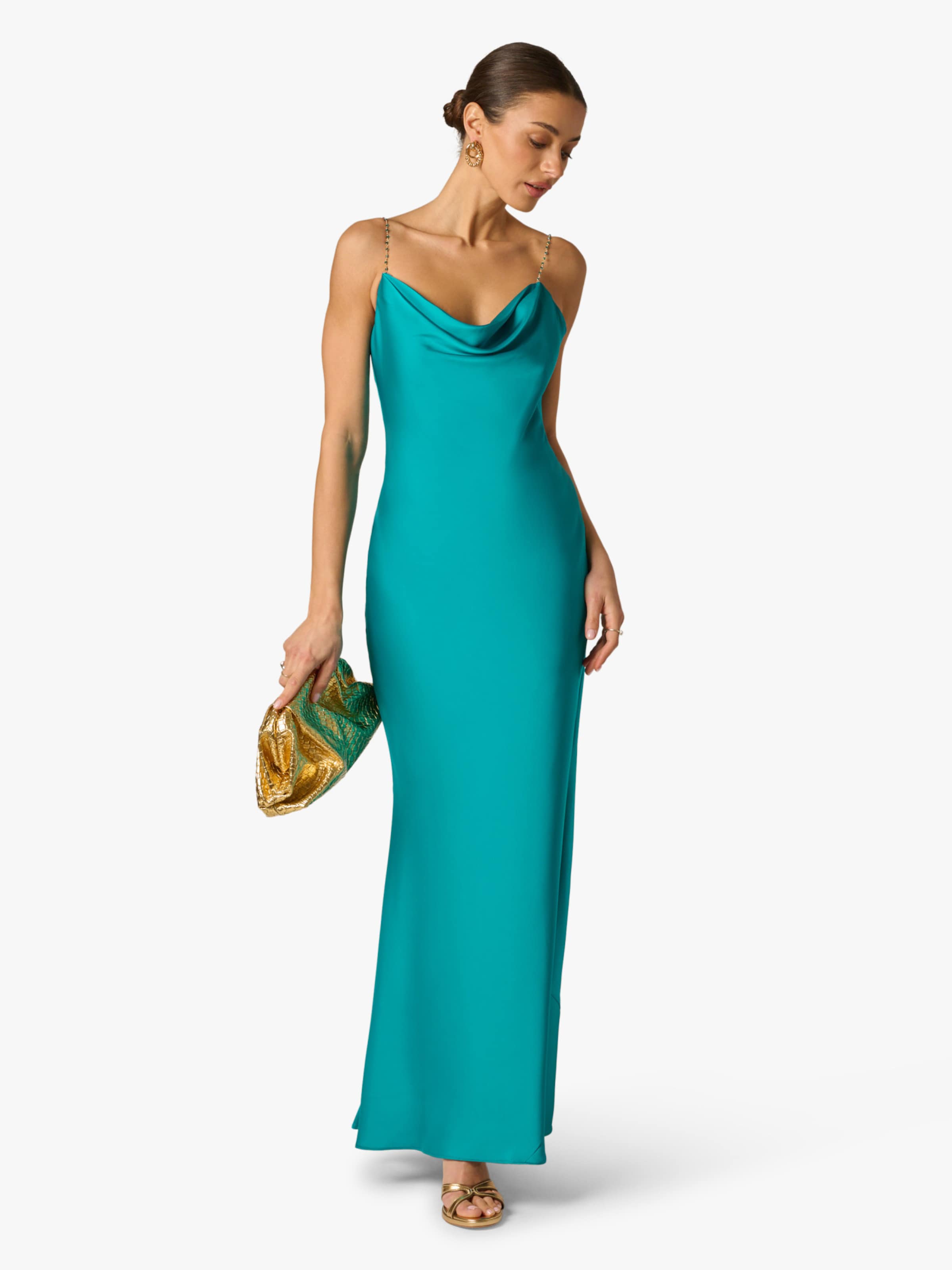 Adrianna Papell Avondjurk 'Stretch Satin Long Dress' in Groen