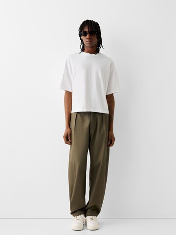 Bershka Loose fit Pleat-front trousers in Green