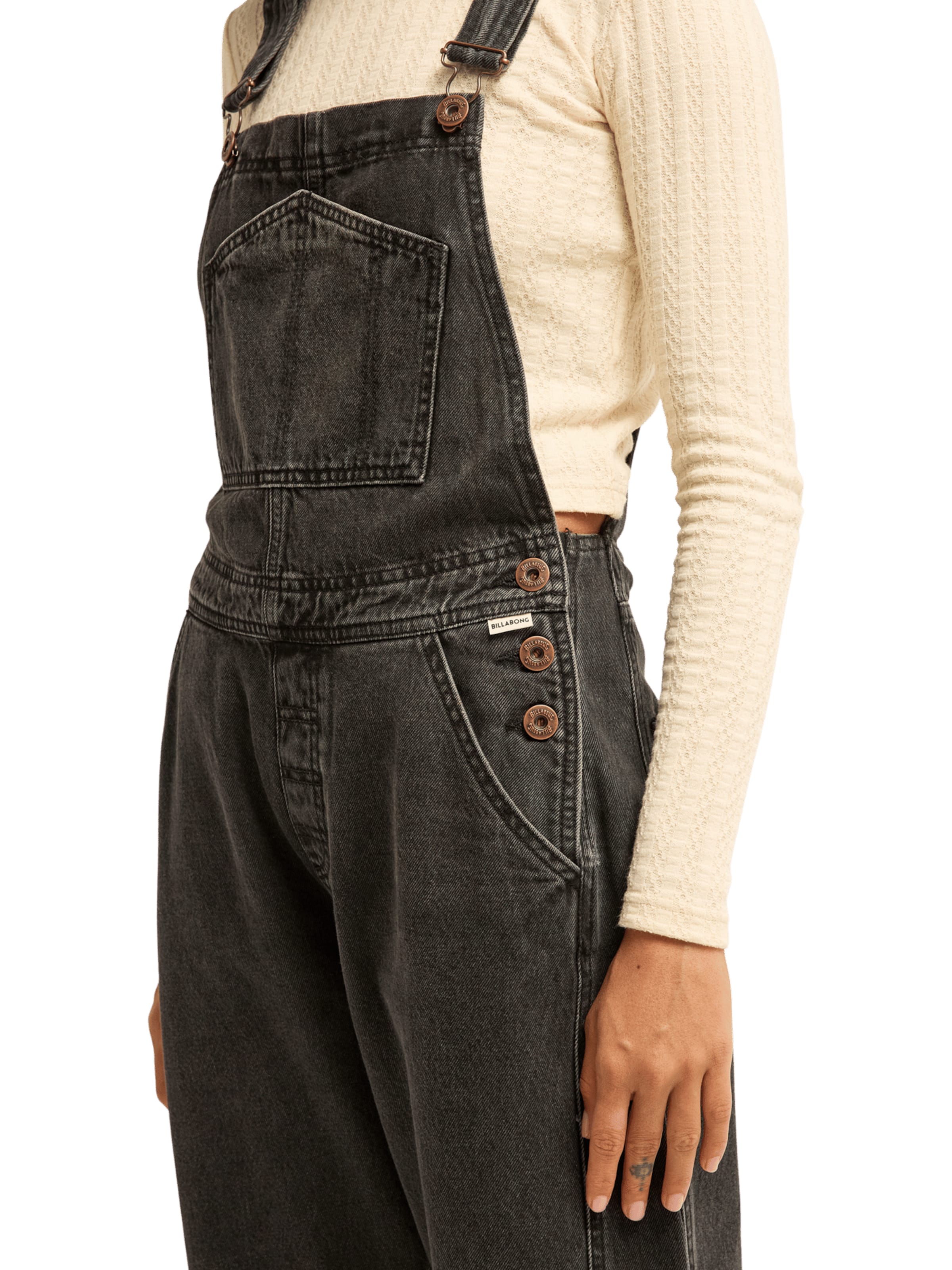 BILLABONG Loosefit Latzjeans in Schwarz