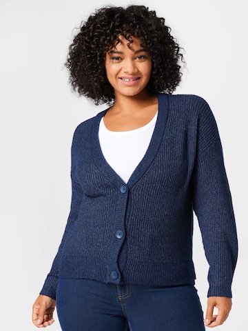 ONLY Carmakoma Gebreid vest 'Esly' in Blauw: voorkant