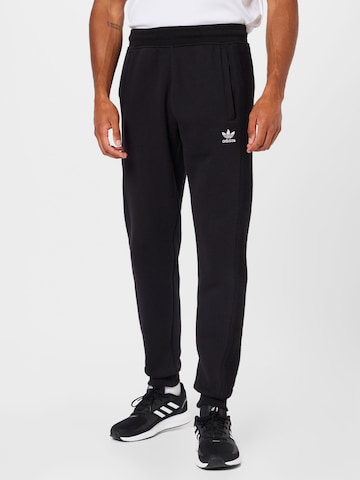 ADIDAS ORIGINALS Tapered Trousers 'Trefoil Essentials+ Reverse Material' in Black: front