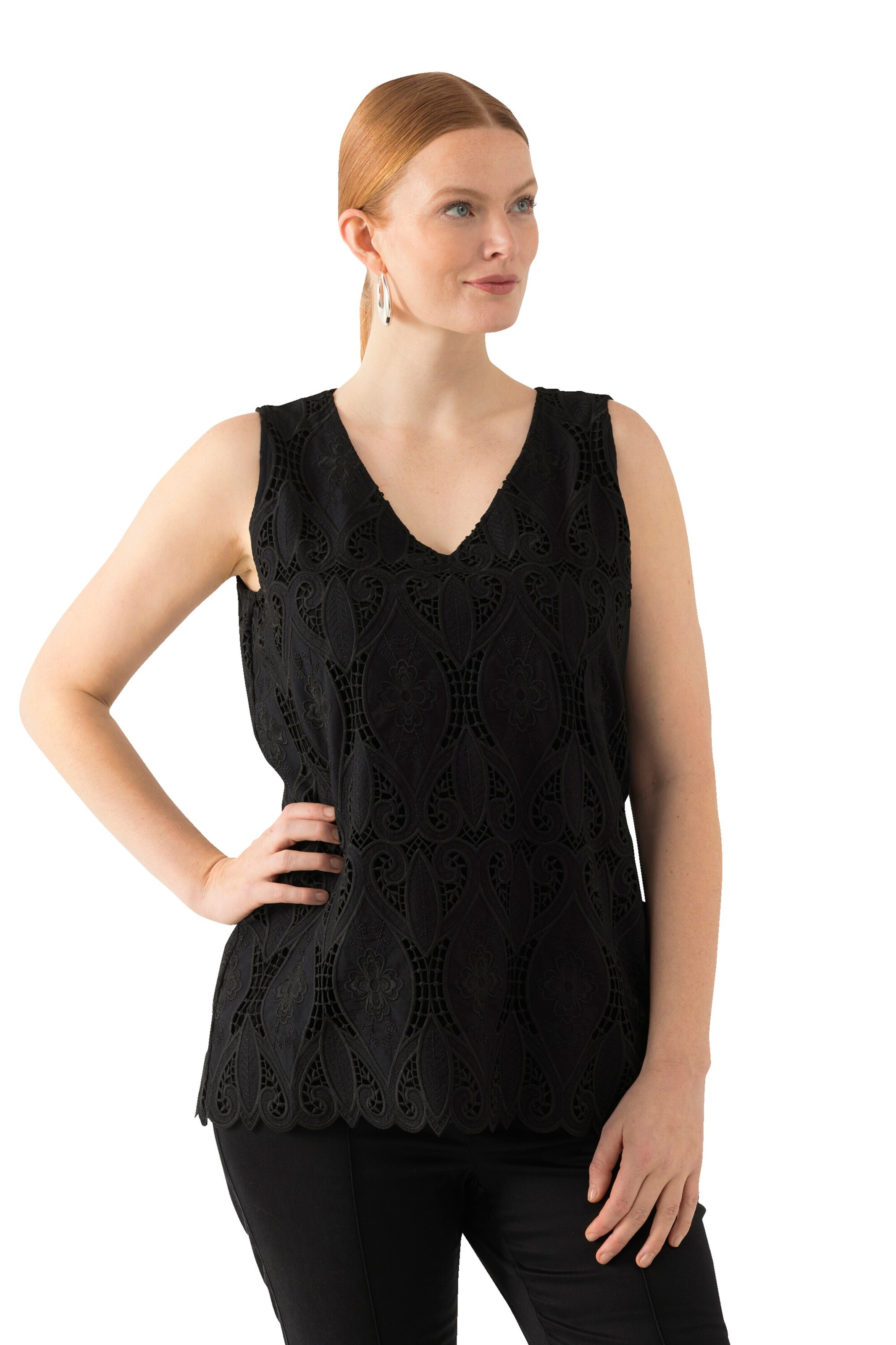 Ulla Popken Blouse in Zwart: voorkant