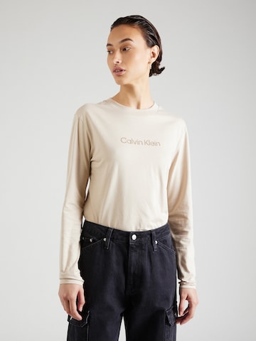 T-shirt Calvin Klein en beige : devant