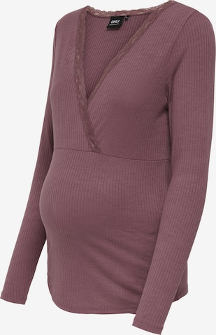 Only Maternity - Camiseta 'OLMIpass' en marrón: frente