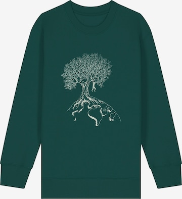 Life-Tree Sweatshirt 'Organic Fairwear Sweater Kids Unisex Hanging On' in Green: front