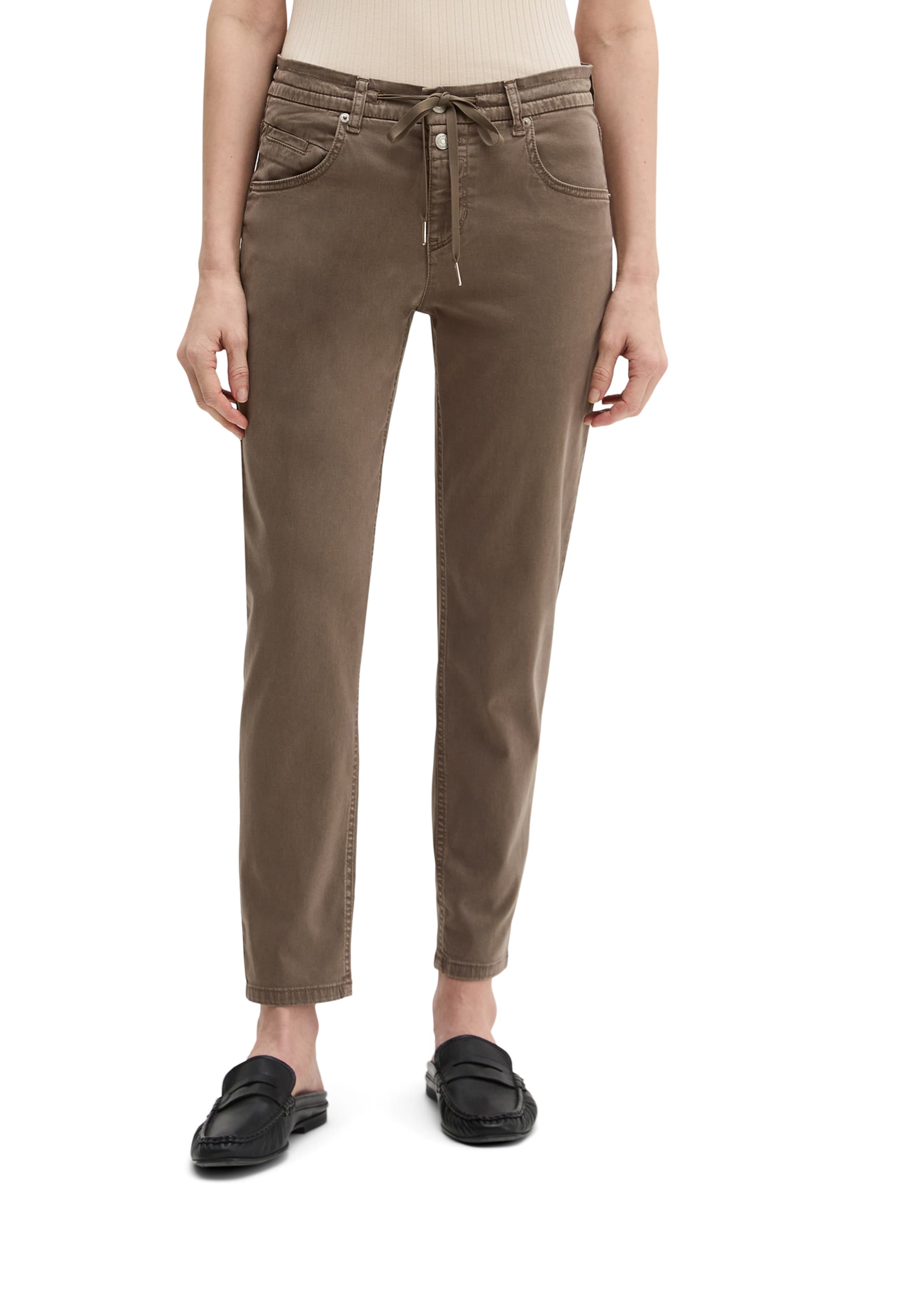 Marc O'Polo Loose fit Trousers 'Theda' in Brown: front