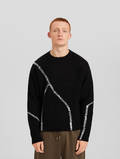 Bershka Pullover in schwarz / weiß, Produktansicht