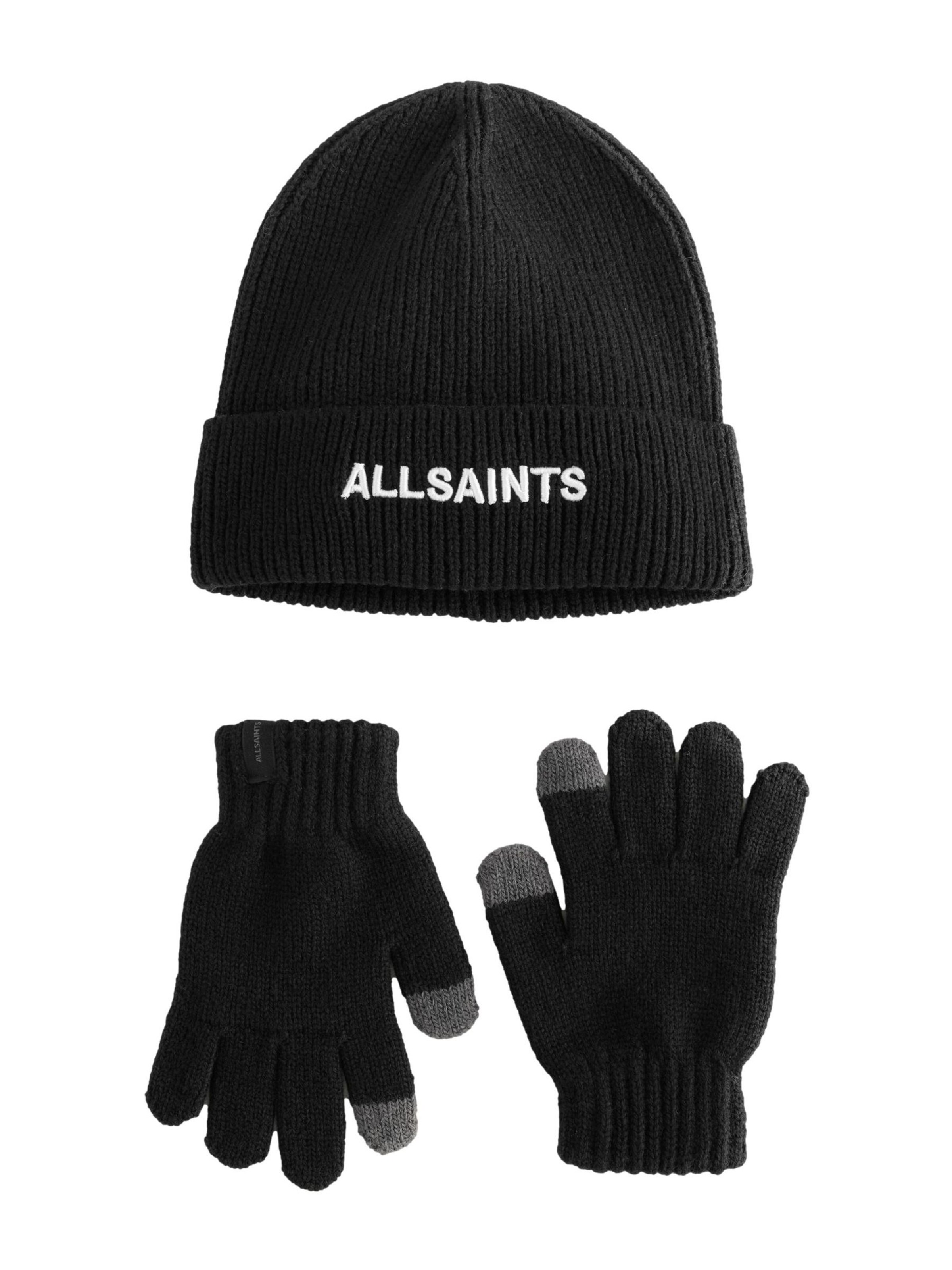 smALLSAINTS Set: Mütze und Handschuhe in Schwarz: Vorderseite