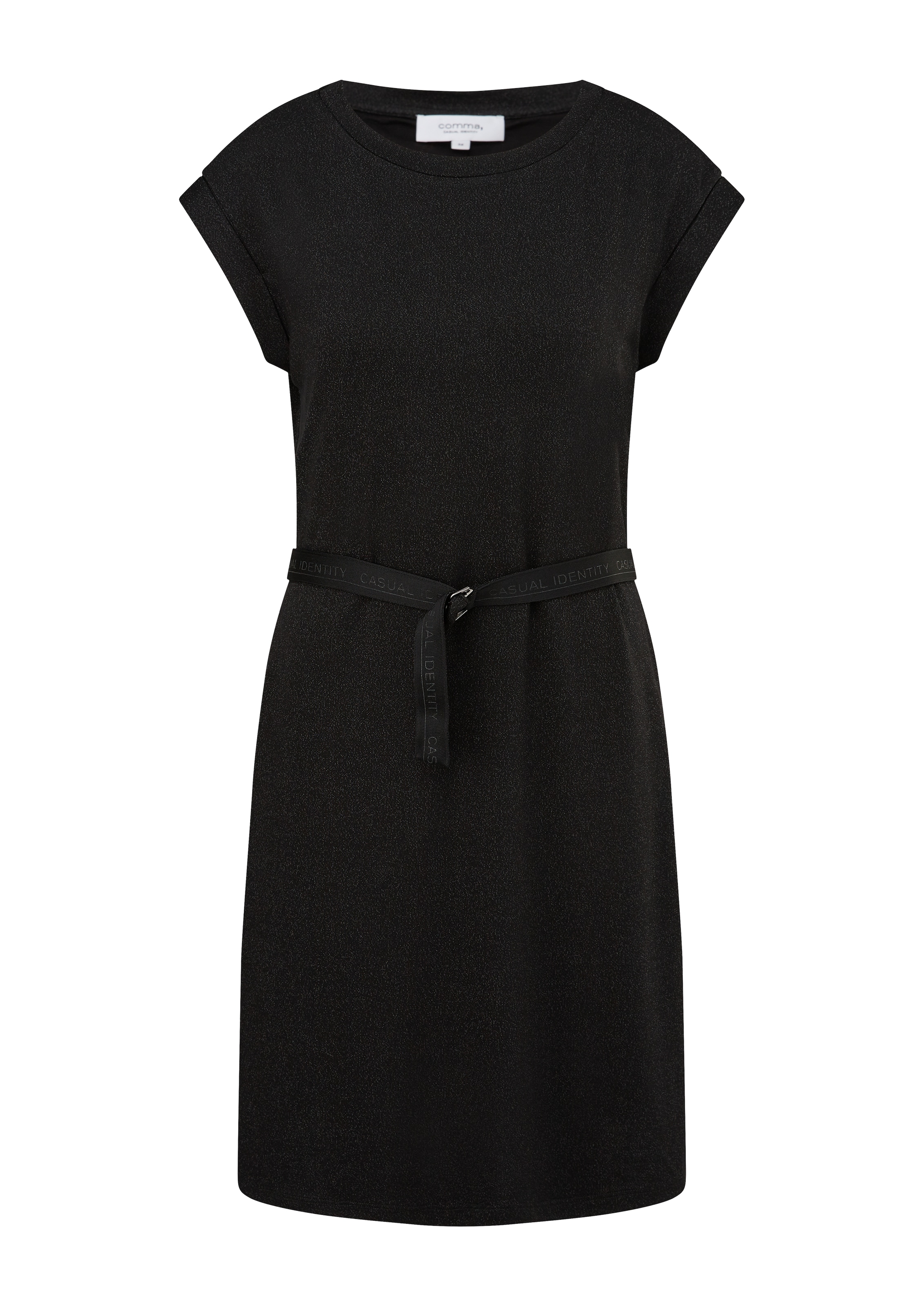 comma casual identity Jurk in Zwart: voorkant