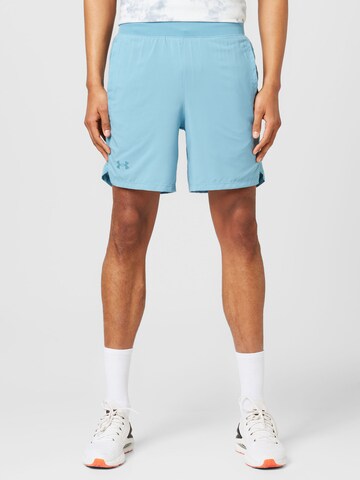 UNDER ARMOUR Regularen Športne hlače 'Launch' | modra barva: sprednja stran