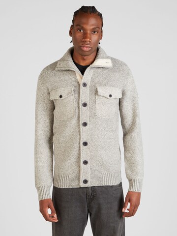 Petrol Industries Knit cardigan in Grey: front