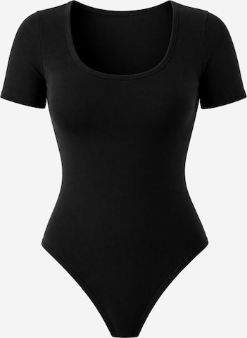 LEAFLETIC Bodysuit 'Leafletic Women’s Short Sleeve U-Neck Bodysuit' in Black: front