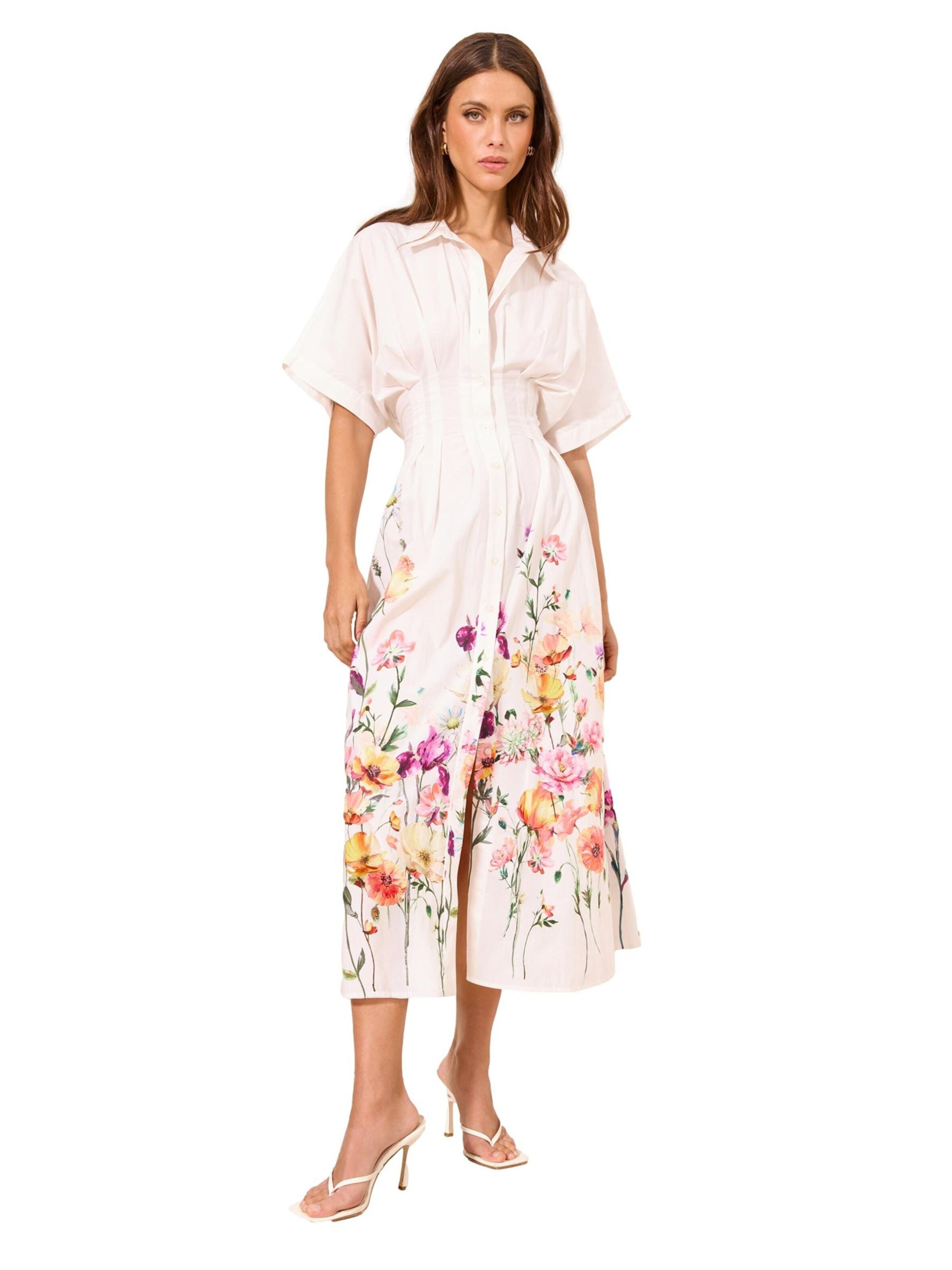 Lipsy Shirt dress in White: front