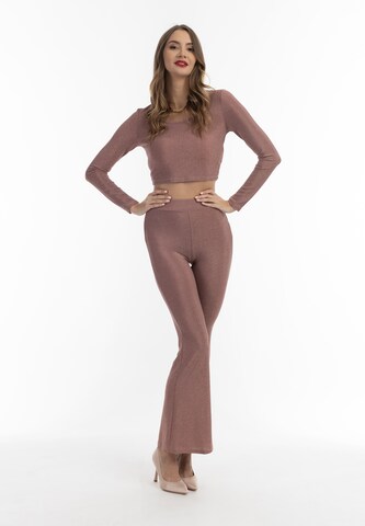 Flared Pantaloni di faina in rosa