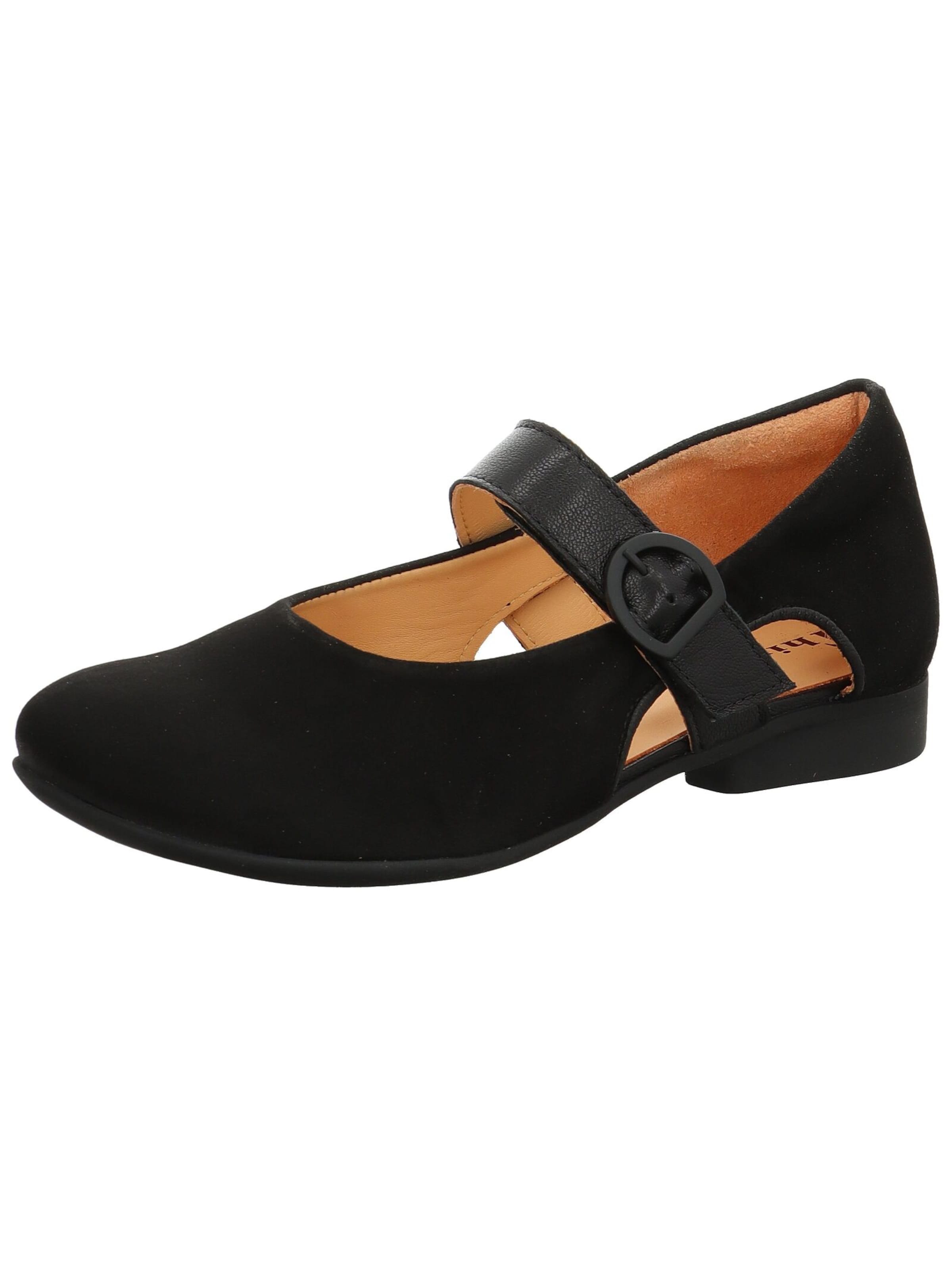 THINK! Ballet Flats with Strap in Black: front