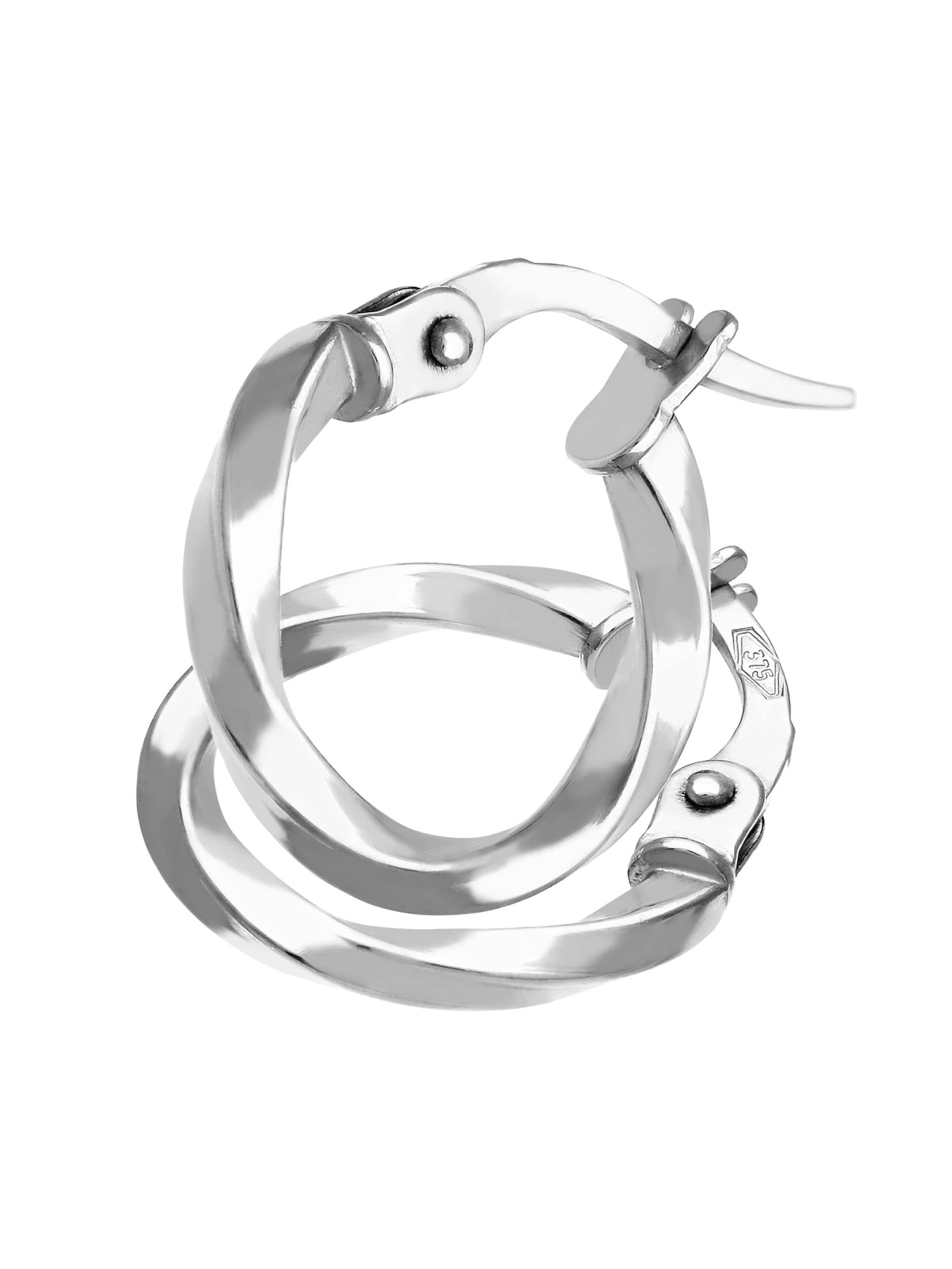 Vanlere Earrings 'Creolen aus 375 Weißgold gedreht' in Silver: front