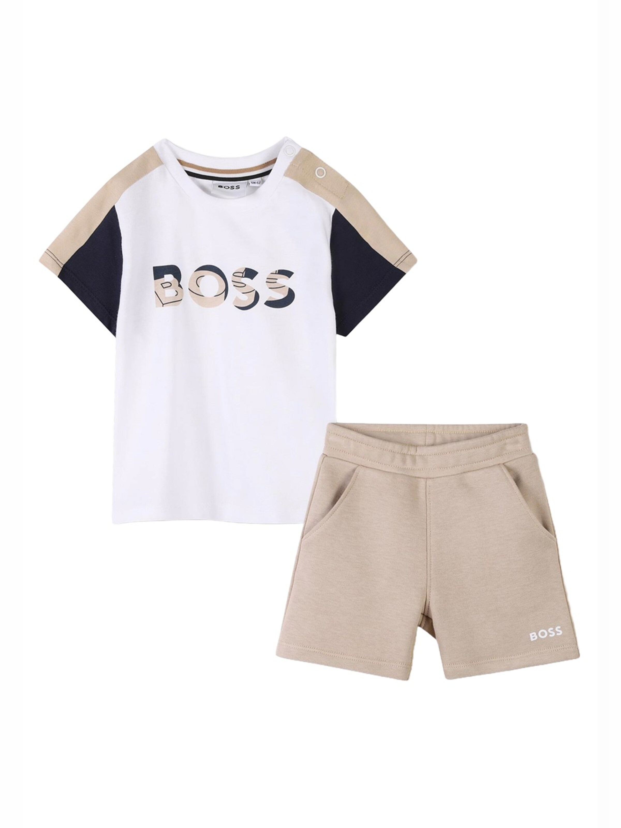 BOSS Set 'Completo bianco-beige per neonato'‌‌‌‌‌‌‌‌ in Weiß: Vorderseite