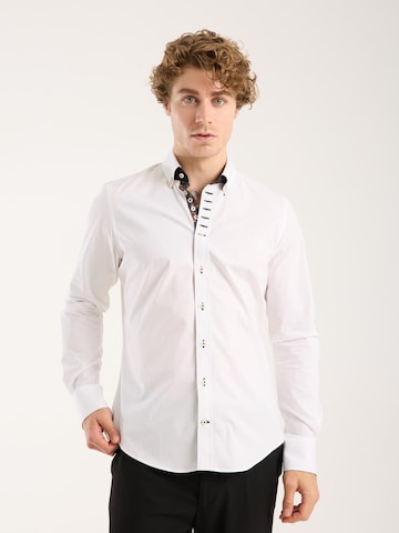 Slim fit Camicia business 'Donatello Poplin' di 7Camicie in bianco: frontale