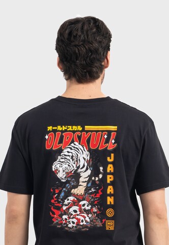 Oldskull T-Shirt 'Xtreme Tattoo Tiger Skull Graphic' in Schwarz