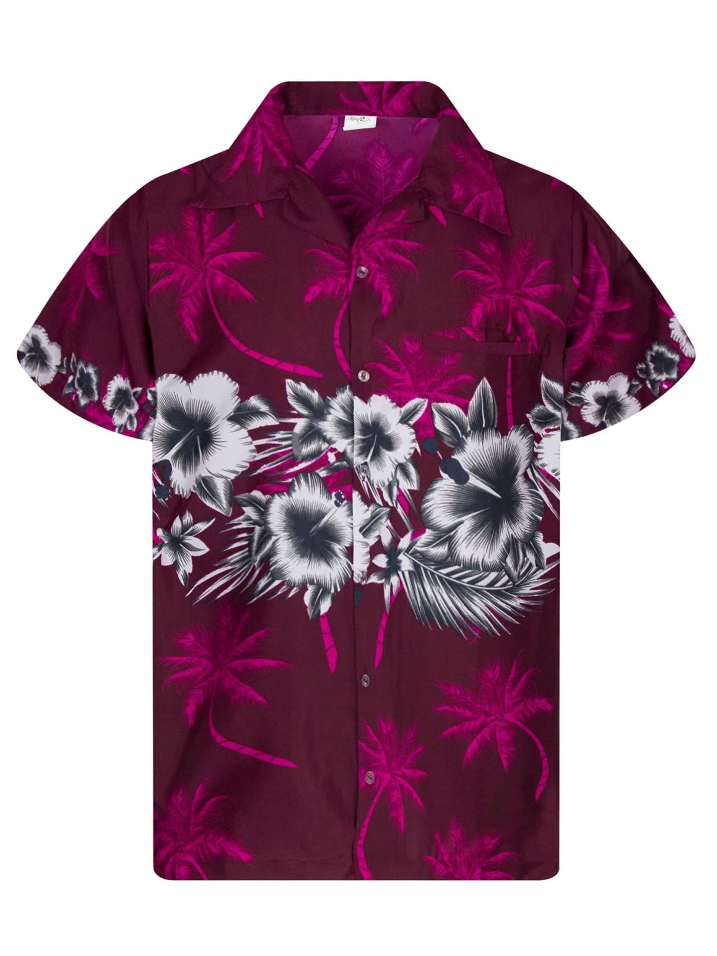 King Kameha Blouse 'Flower Chest' in Lila: voorkant