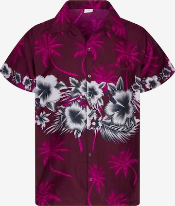 King Kameha Blouse 'Flower Chest' in Lila: voorkant