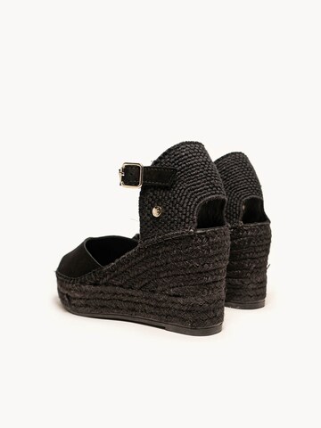 Alhamas Pumps 'Alpargata Cuña 8 cm Ante' in Zwart