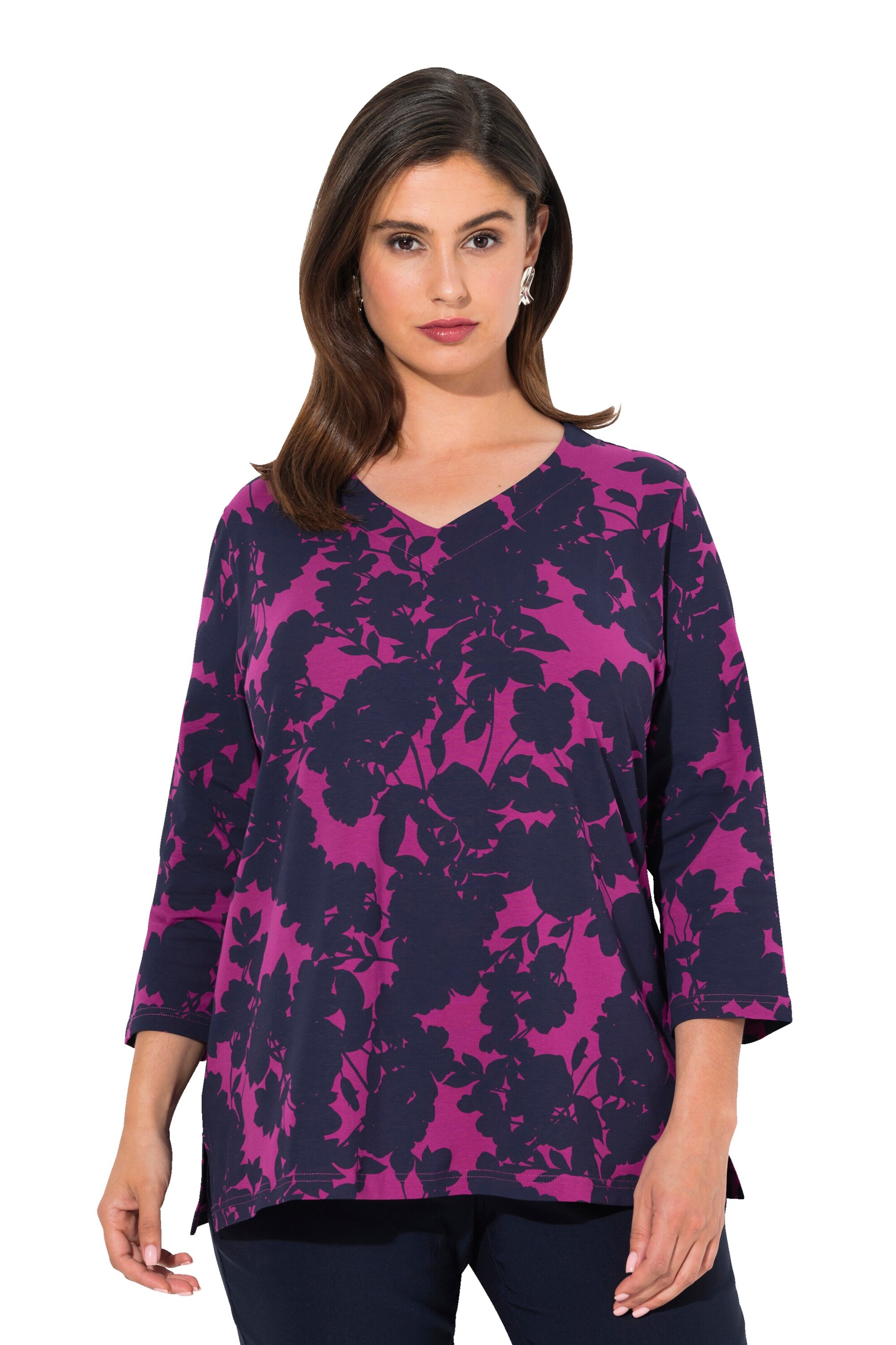 T-shirt Ulla Popken en rose : devant