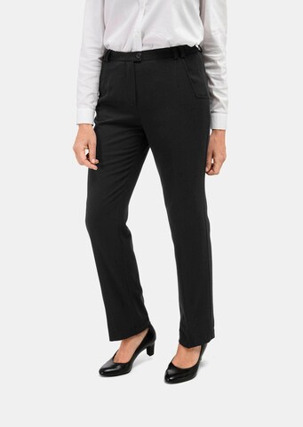 Goldner Regular Pleated Pants 'CARLA' in Black: front