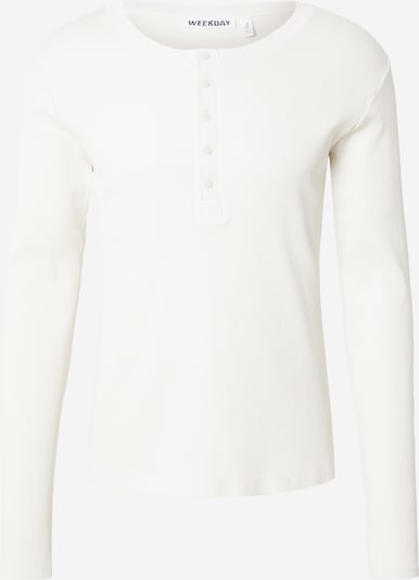 Marškinėliai iš WEEKDAY, spalva – balkšva, Prekių apžvalga