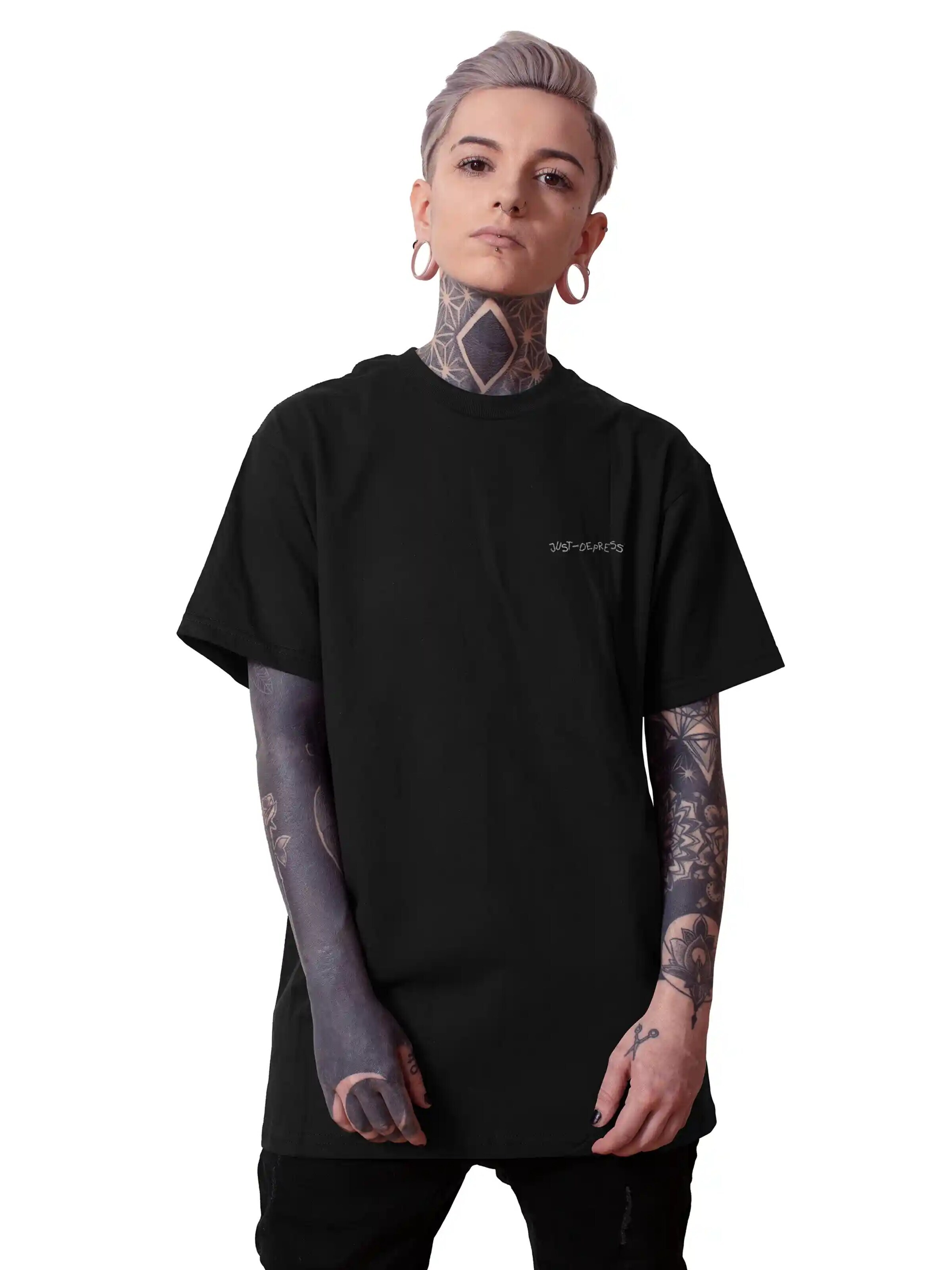 JustDepressed Clothing Shirt 'Overthinking' in Black: front