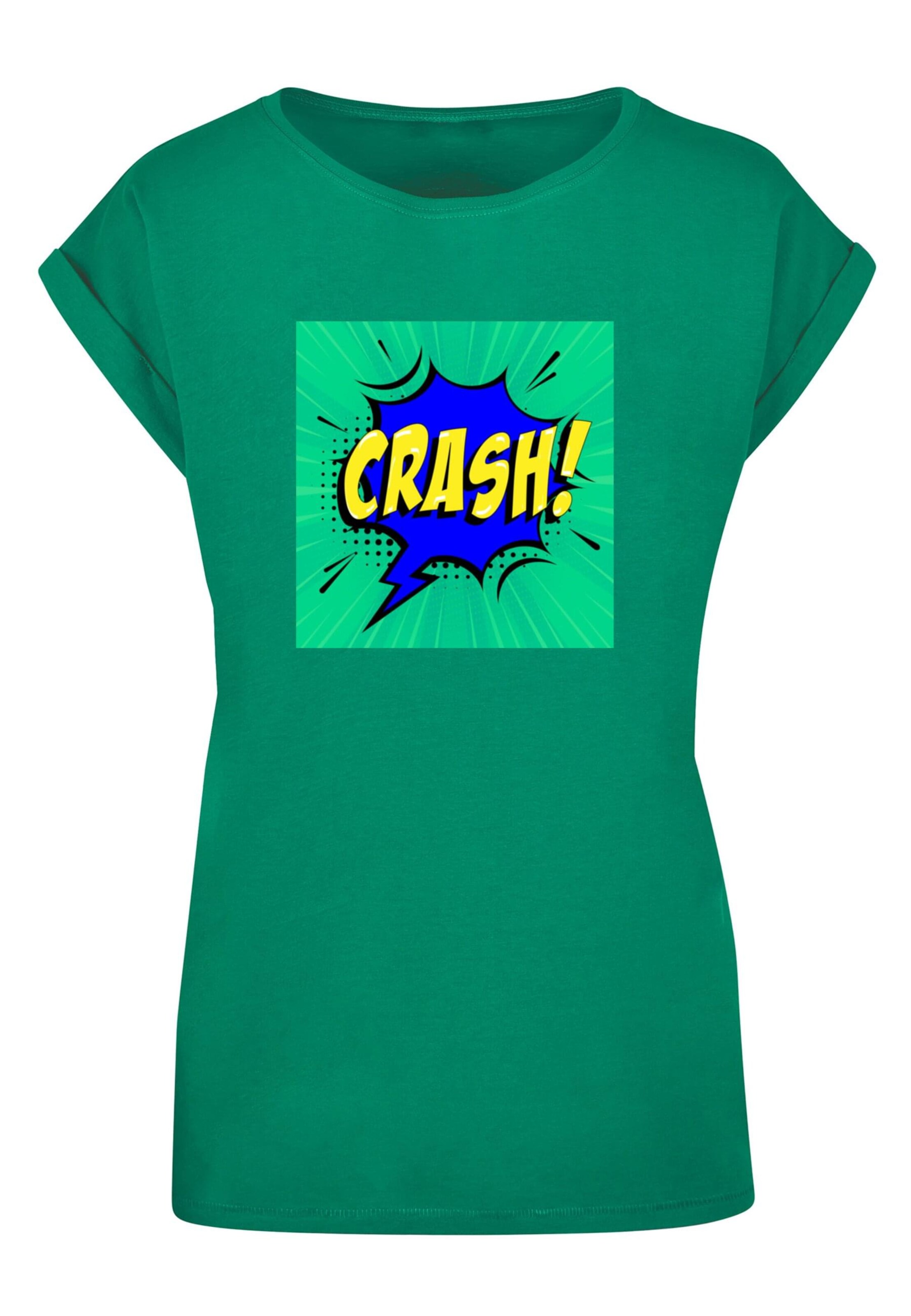 Merchcode Shirt 'Crash Comic' in Groen: voorkant