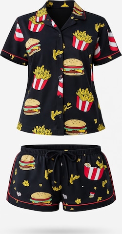 Shorty 'Leafletic Women’s Printed Night Wear Short Set' di LEAFLETIC in nero: frontale