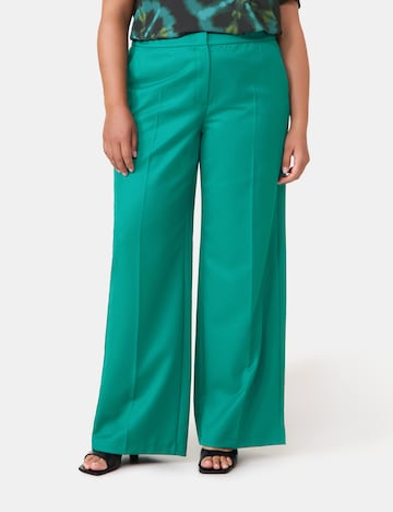SAMOON - Pierna ancha Pantalón de pinzas en verde: frente