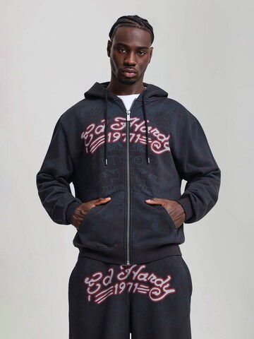 Giacca di felpa di Ed Hardy in nero: frontale
