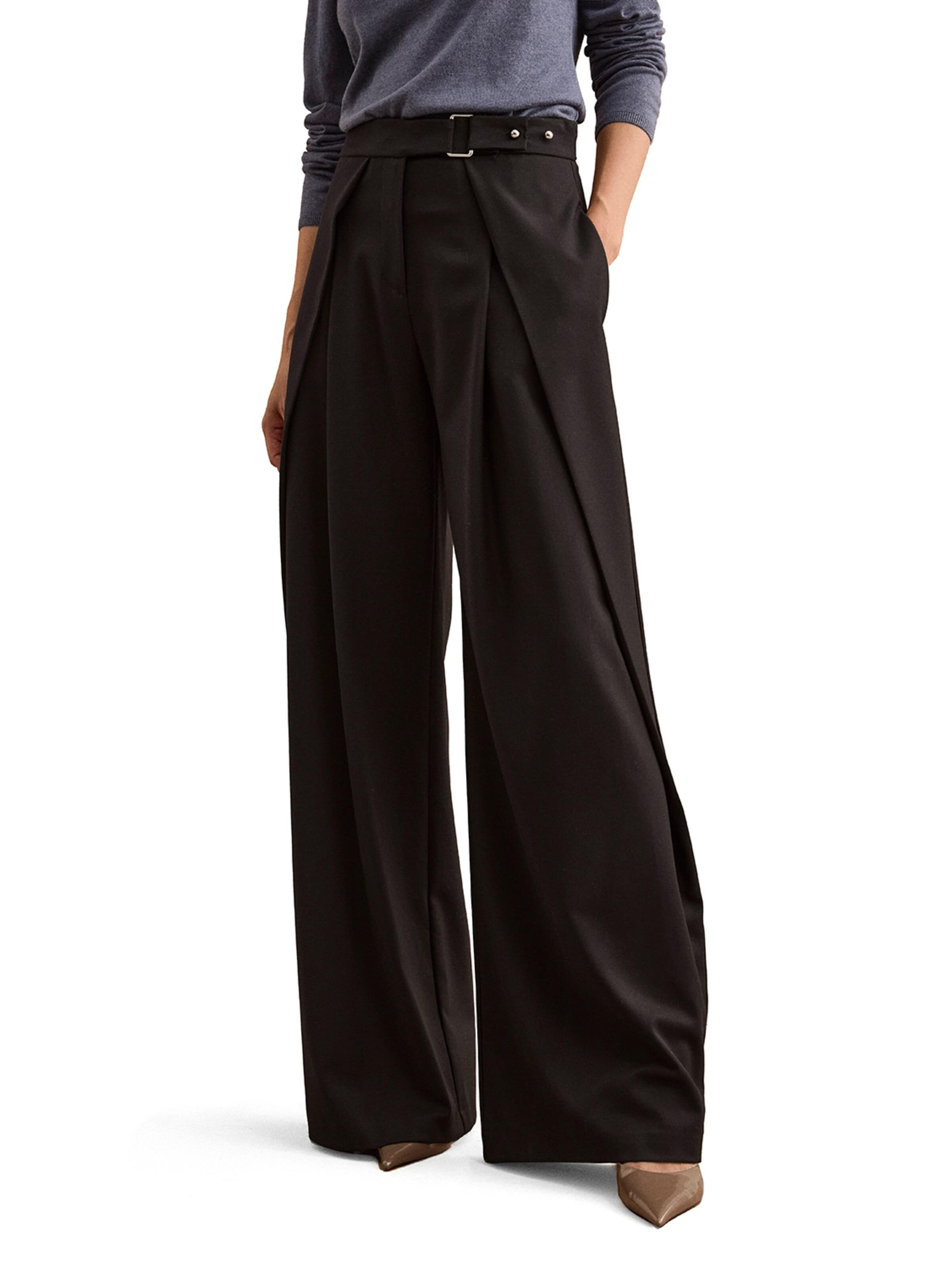 Wide Leg Pantalon Il Lanificio en noir
