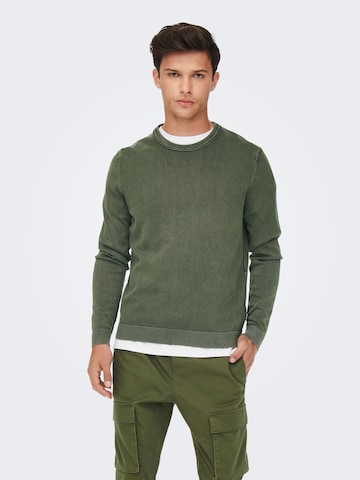 Pull-over 'Clark' Only & Sons en vert : devant