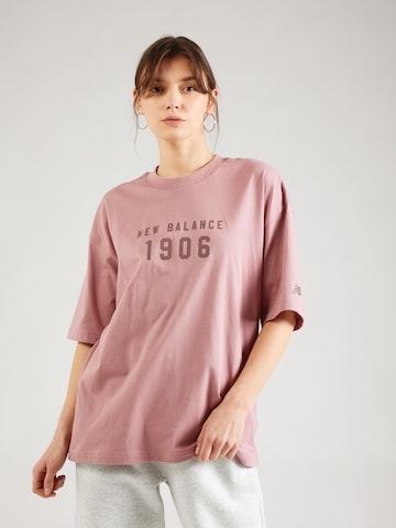 Maglietta 'Iconic Collegiate' di new balance in rosa: frontale