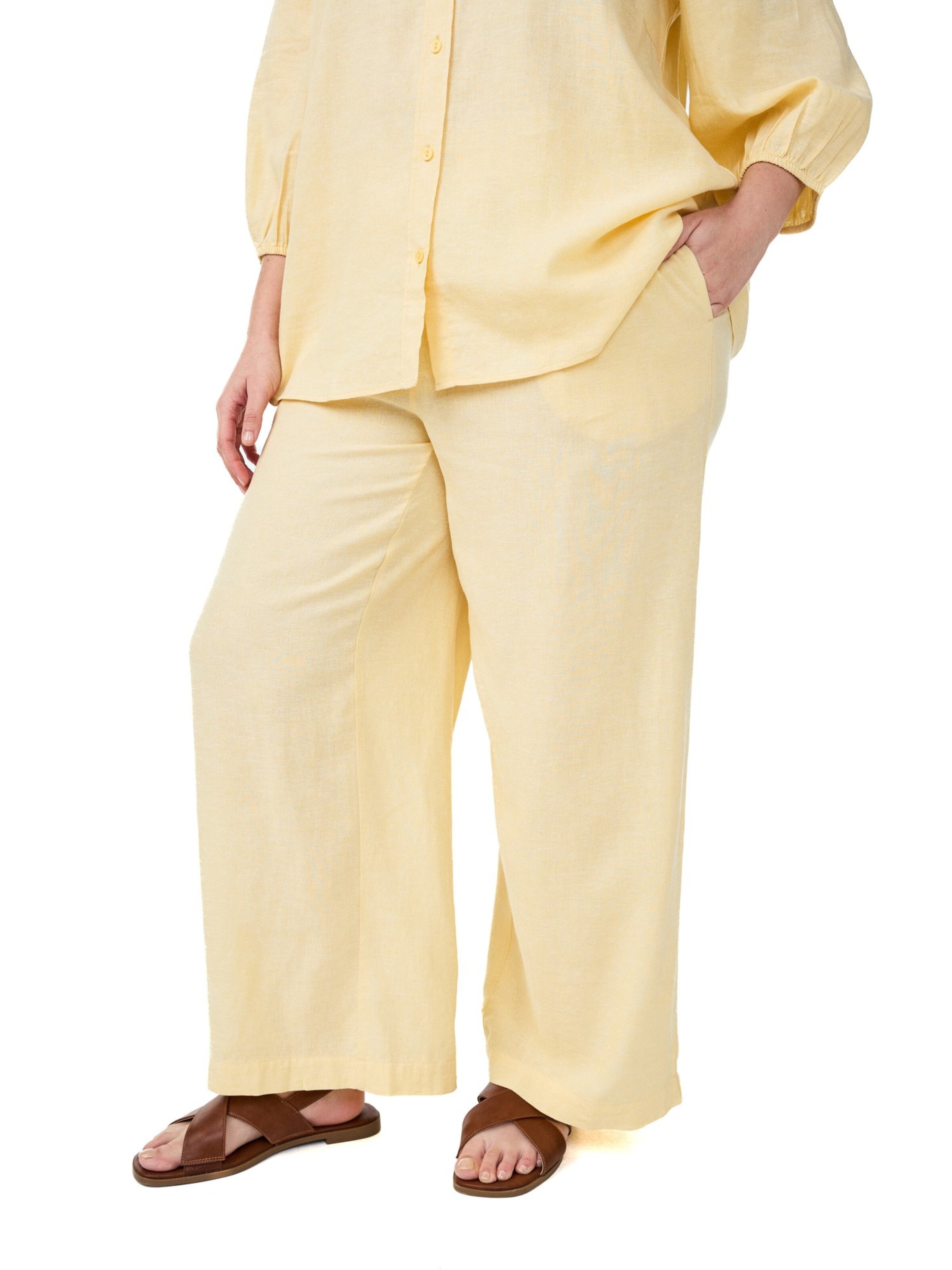 Regular Pantaloni 'Vline' de la Zizzi pe galben: față