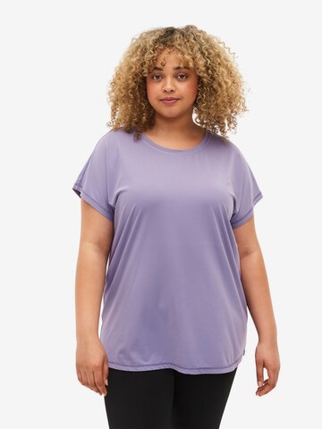 Active by Zizzi Shirt 'Abasic' in Lila: voorkant