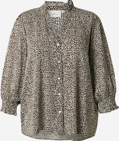 ONLY Carmakoma Bluse 'CARRAYA' in dunkelbraun / weiß, Produktansicht