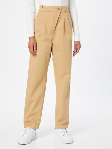 ESPRIT Regular Pleat-front trousers in Beige: front