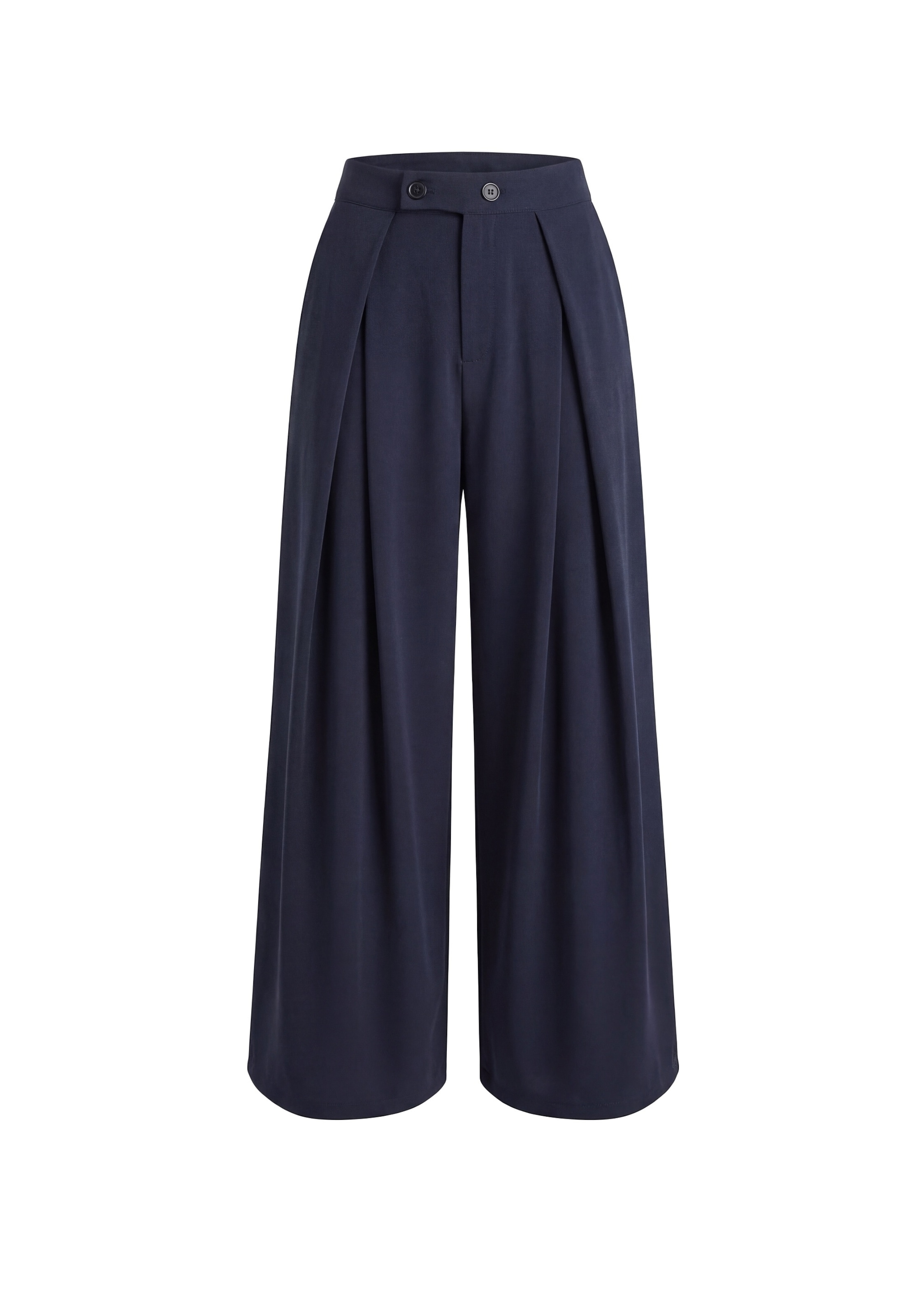 usha WHITE LABEL Wide leg Bandplooibroek in Blauw: voorkant