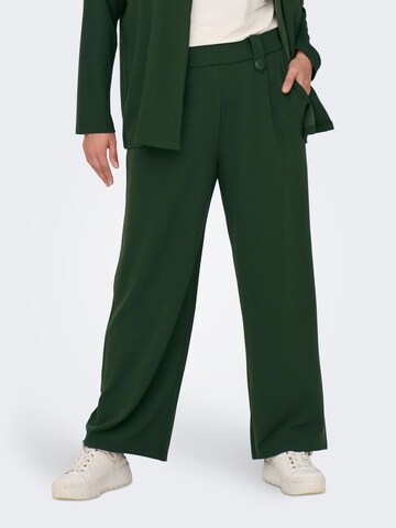 ONLY Carmakoma Wide leg Pleat-Front Pants in Green: front