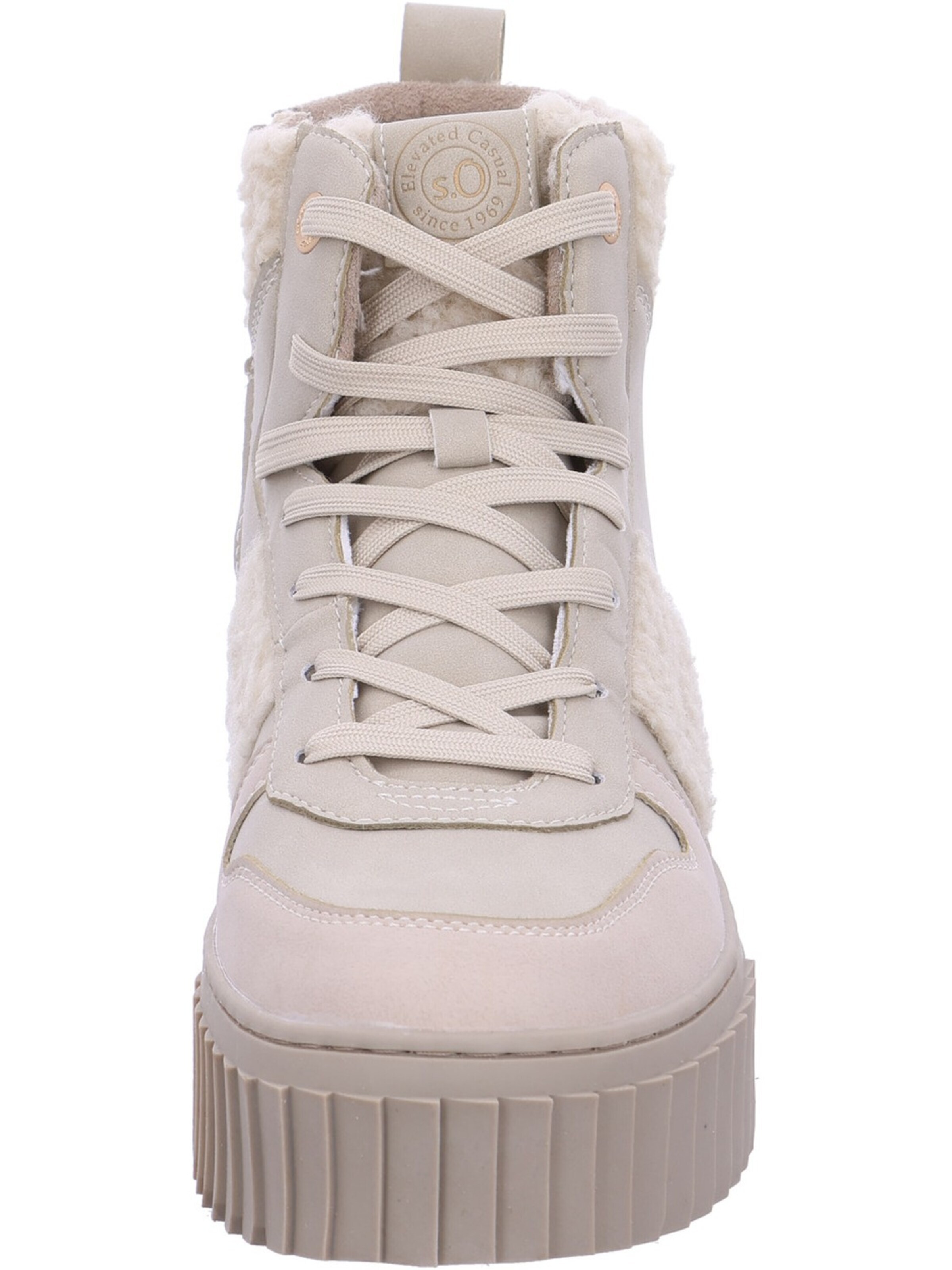 S. Oliver Lace-Up Ankle Boots in Beige
