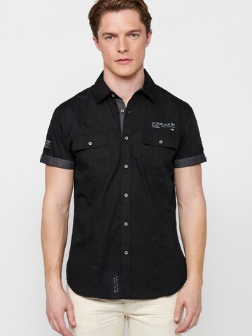 KOROSHI Slim fit Button Up Shirt in Black