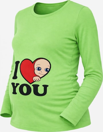 M.M.C. Shirt 'I Love You Umstandslangarmshirt' in Green: front