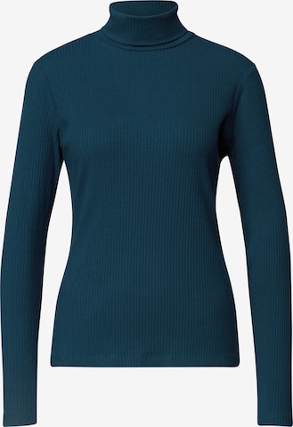 STREET ONE Basic Shirt in Unifarbe mit Rollkragen in Blau: Vorderseite