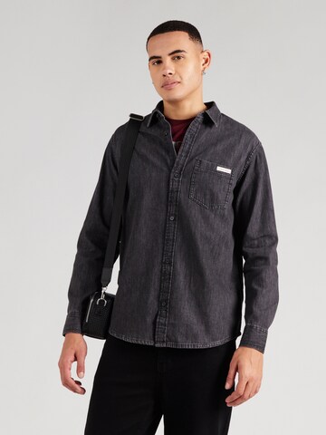 Calvin Klein Jeans Regular Fit Hemd 'CLASSIC' in Schwarz: Vorderseite