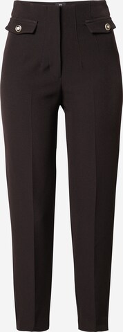 River Island - Tapered Pantalón de pinzas en marrón: frente